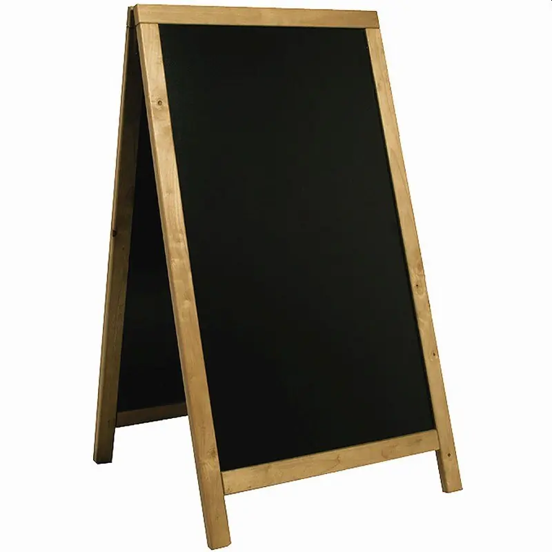 Solange Der Vorrat Reicht Kundenstopper mit Kreidetafel - Doppeltafel teakfarben - Höhe 125 cm
