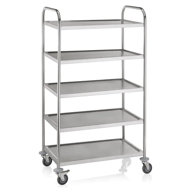 Neue Kollektion Servierwagen aus Edelstahl mit 5 Borde, 85x53x154 cm