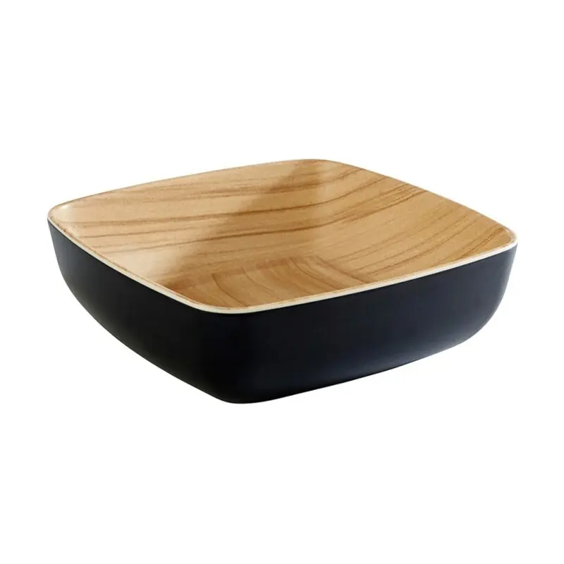 Markenprodukt Melamin Schale FRIDA, 16,5 x 16,5 cm, 5,5 cm, Holzoptik/schwarz, Inhalt: 0,85 Liter