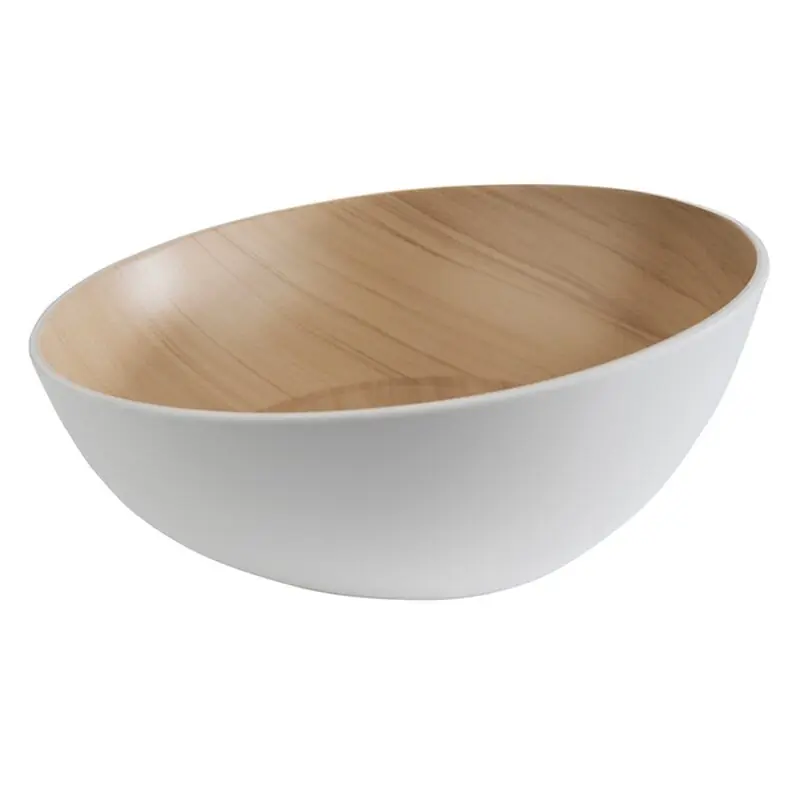 Melamin Schale FRIDA, Ø 25 cm, H: 8 / 11 cm, Holzoptik/weiß, Inhalt: 1,6 Liter Expressversand