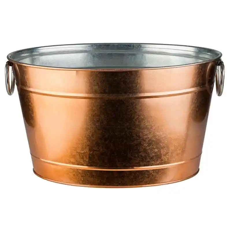 Getränkewanne TIN, Metall verzinkt Kupferoptik mit Kunststoffeinsatz, 40 x 28 cm, H: 22 cm, Inhalt: 11 Liter Expressversand