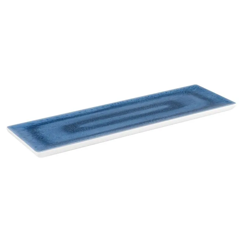 Neue Kollektion Melamin GN 2/4 Tablett BLUE OCEAN, 53 x 16,2 cm, H: 2 cm, Farbe: blau/weiß