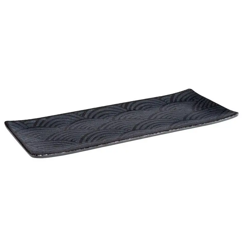 Preis Gesenkt Melamin Tablett DARK WAVE, Wellenoptik schwarz/grau, 29 x 12 cm, H: 1,5 cm