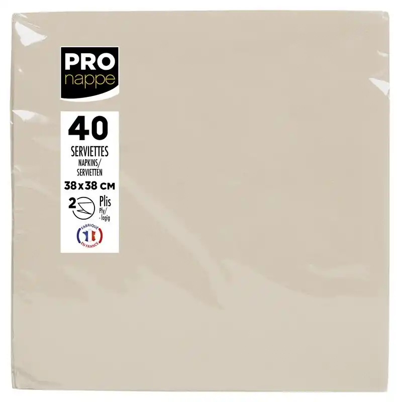 Neuheit Gastro-Servietten, mikrogeprägt (Point-to-Point), Tissue, 1/4 Falz - 38x38cm - Elfenbein (1200 Stück)