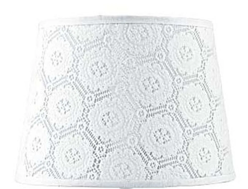 Neu Im Sortiment Lampenschirm Weiß Spitze Textil für E14 Tischlampe