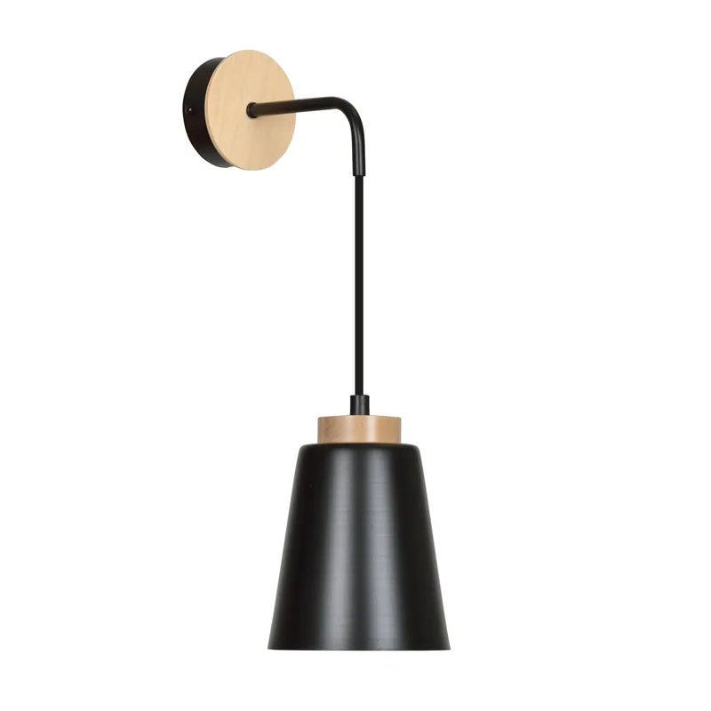 Wandlampe Schwarz Metall Holz Skandinavisch ROGER Heißes Angebot