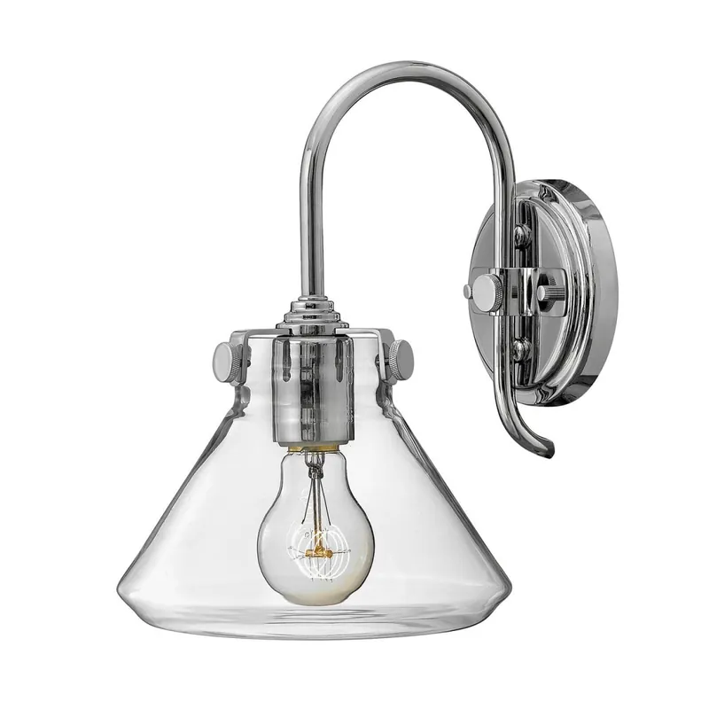 Edle Wandlampe SERENO Transparent Chrom Industrie Abverkauf