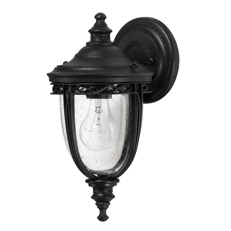 Schwarze Wandleuchte Stahl Glas IP44 Rustikal EDMUND Echt