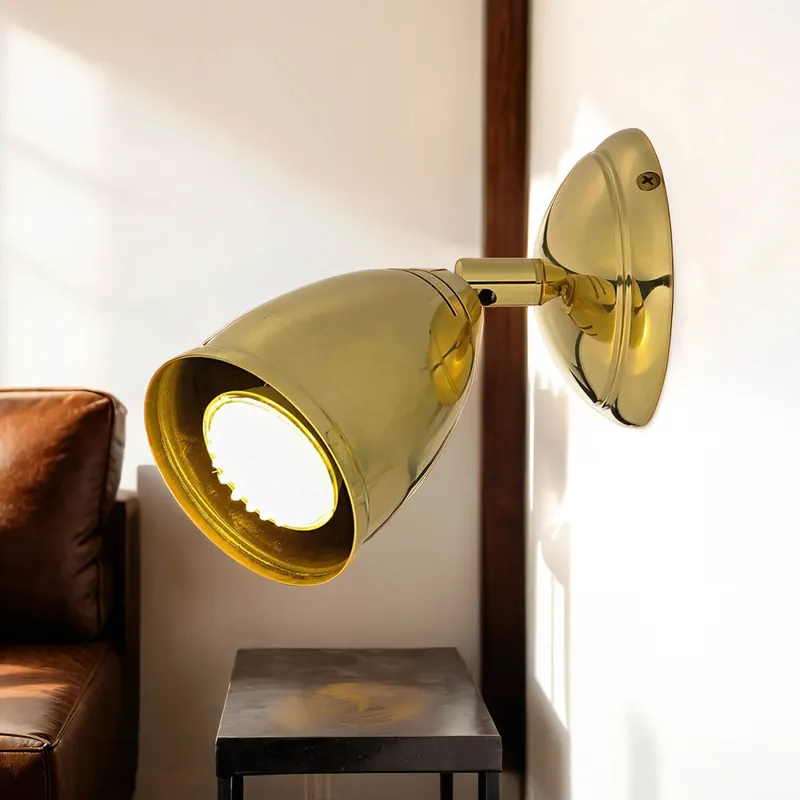 Spot Lampe klein Messing massiv E27 verstellbar Neu