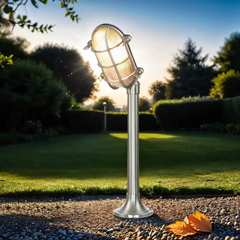 Must-Have Gartenleuchte Messing H:62cm in Nickel Weg Terrasse