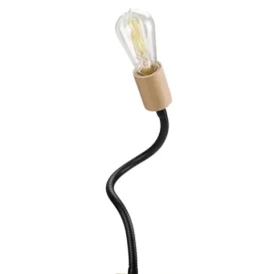 Abverkauf Tischleuchte Schwarz Holz rund 15cm flexibel Lampe