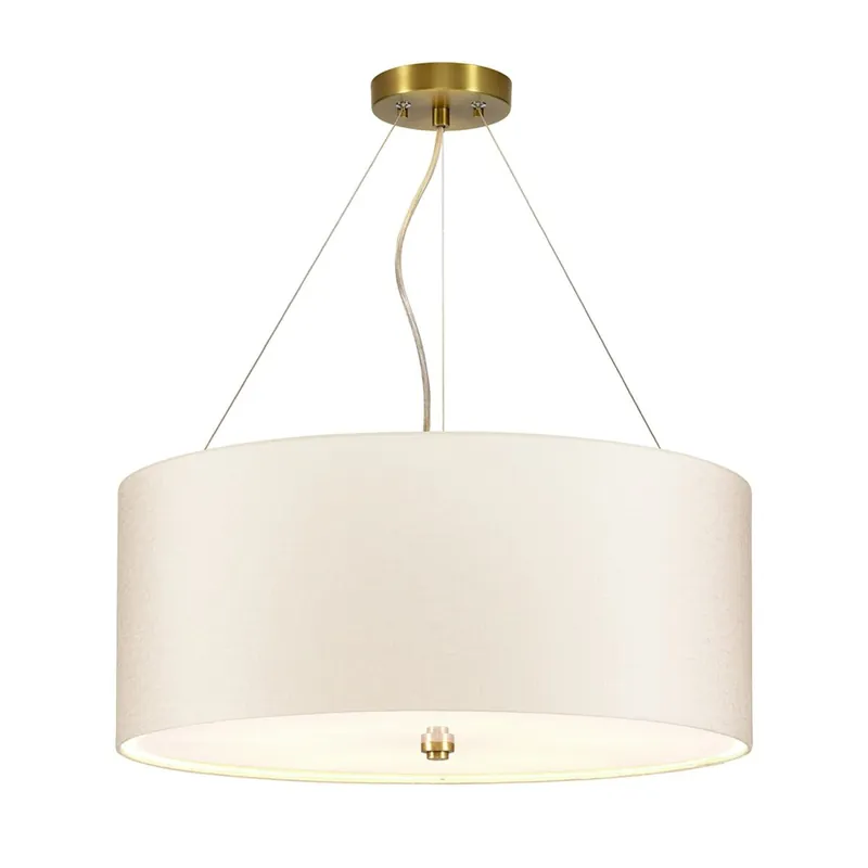 Sonderaktion Hängelampe Stoff Schirm rund Ø59cm in Creme Messing