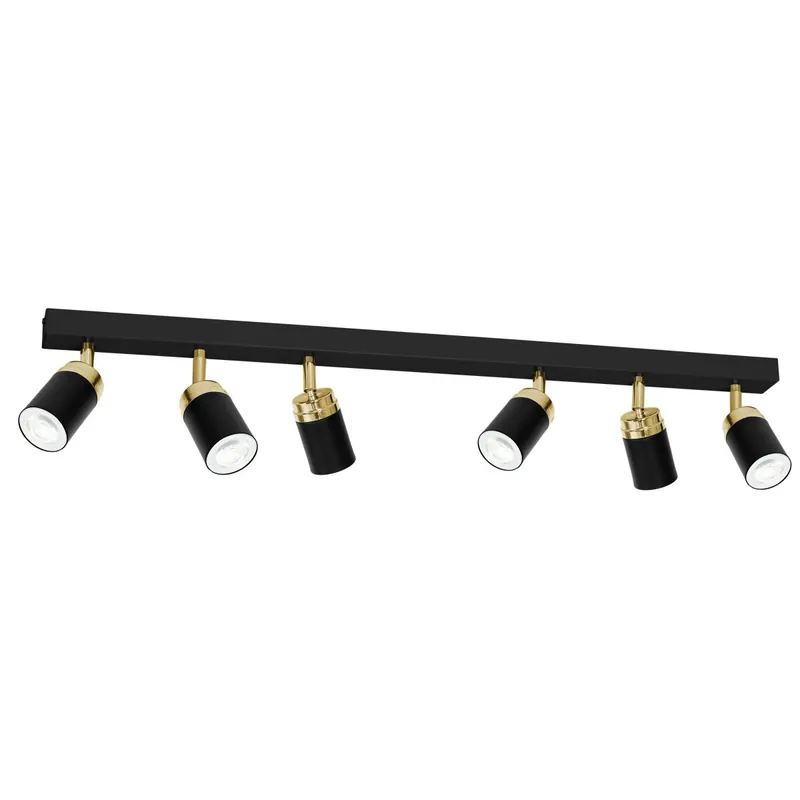 Strahler EVIE Metall 6 flmg 90 cm lang Schwarz Gold Super-Preis