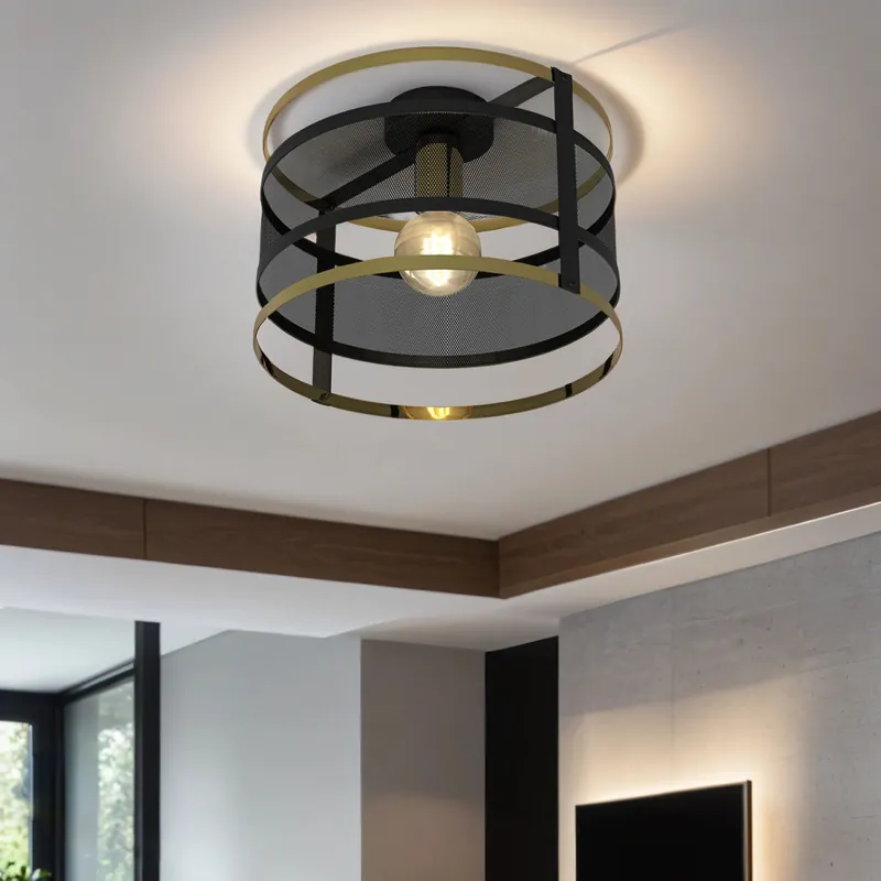 Elegante Deckenleuchte Modern rund 30 cm Schwarz Gold Neue Ware
