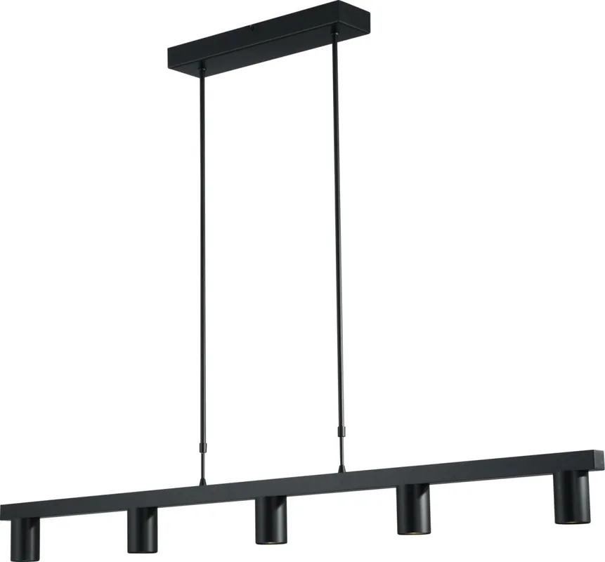 Neu Hängeleuchte Metall Schwarz 5-flammig 130 cm lang