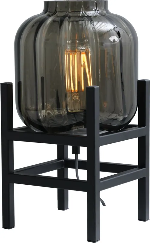 Ausverkauf Dekorative Tischleuchte Glas Metall Schwarz 34 cm E27