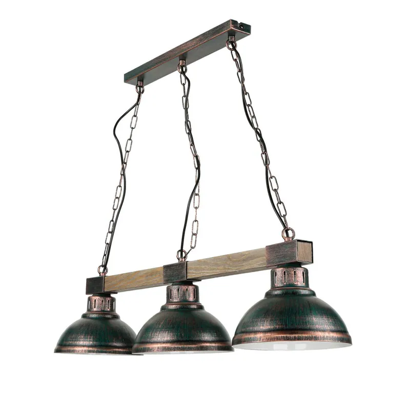 Große Pendelleuchte 3-flmg mit Holz Vintage HAKON Angebot