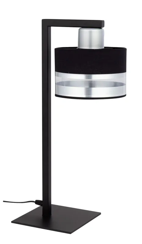 Nachttischleuchte Schwarz Silber Metall 45 cm E27 klein Abverkauf