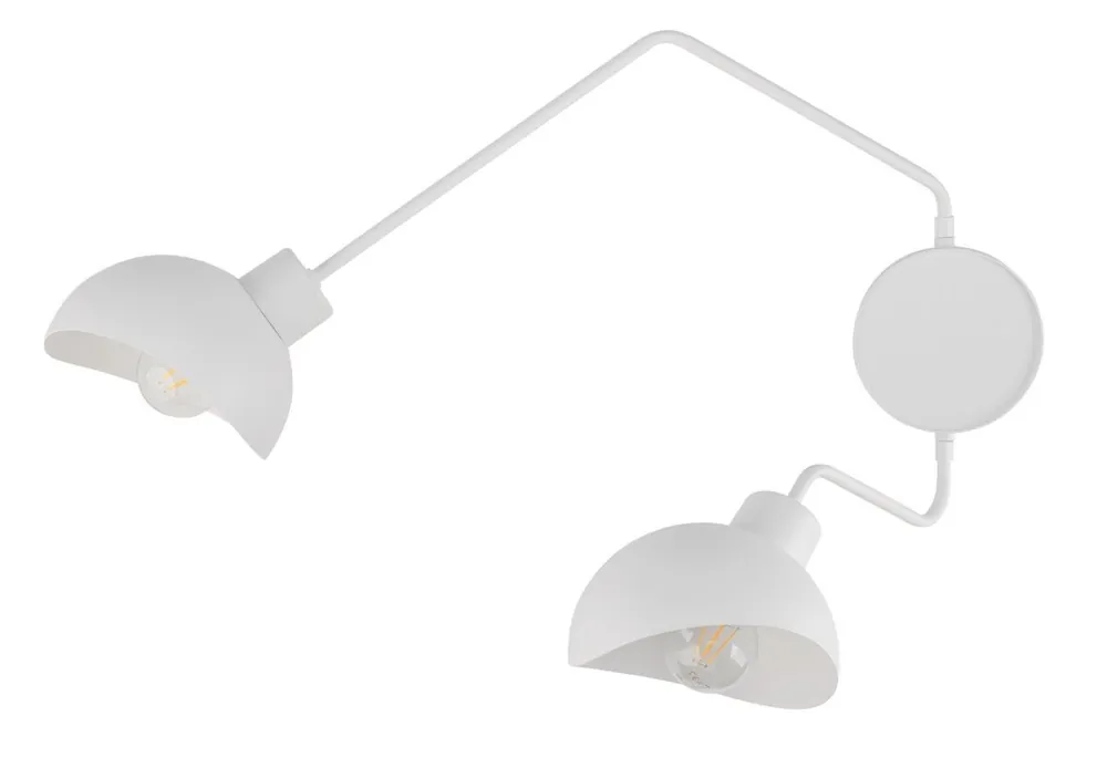 Echt Weiße Wandleuchte Metall 2-flammig H:38 cm E27 Modern