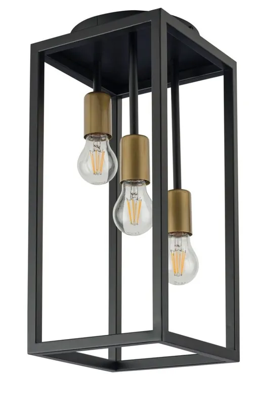 Must-Have Deckenlampe 3-flammig Schwarz Gold Metall E27 Retro