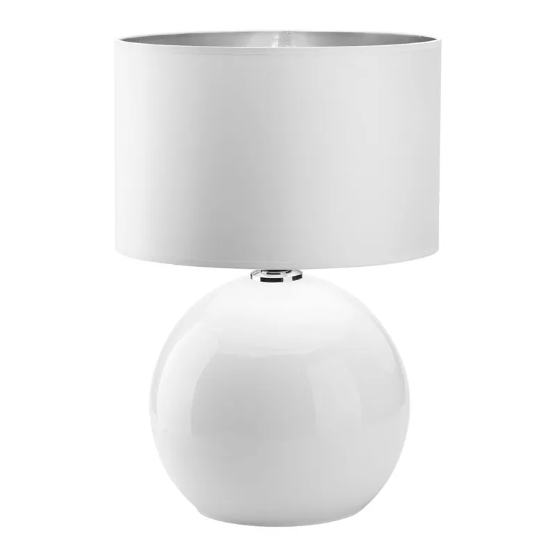 Geprüft Nachttischlampe Glas Stoff Weiß Silber 54 cm groß