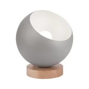 Top-Preis Kleine Tischlampe Kugel in Silber E27 Ø17 cm Metall Holz