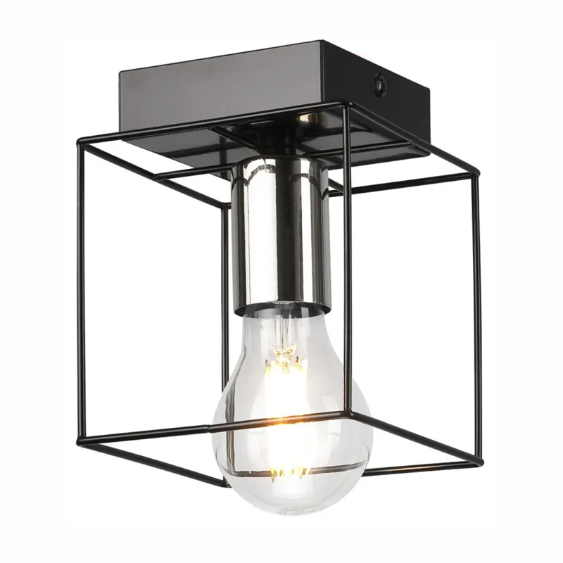 Angebot Deckenleuchte Metall eckig Schwarz Chrom B: 13 cm für E27