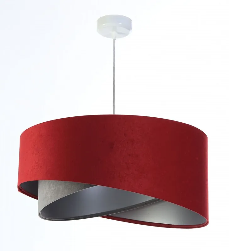 Hängeleuchte Stoff Ø 50 cm Rot-Braun Grau Silber Velours Optik Preiswert