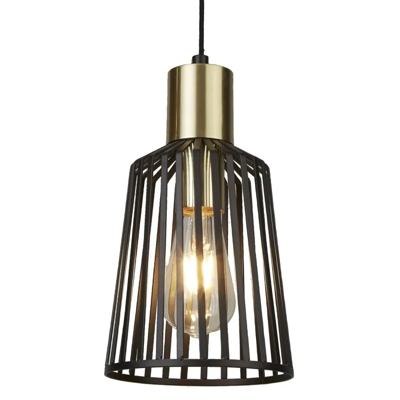Sonderaktion Pendelleuchte E27 Ø 16 cm in Schwarz Messing Metall
