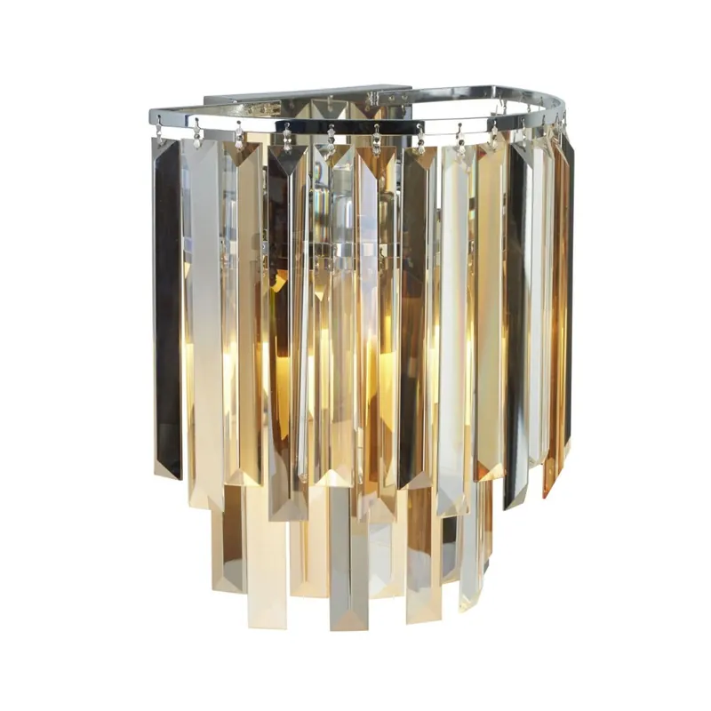 Solange Der Vorrat Reicht Wandlampe Kristall B: 29 cm Rauchglas Art Déco 2x E14