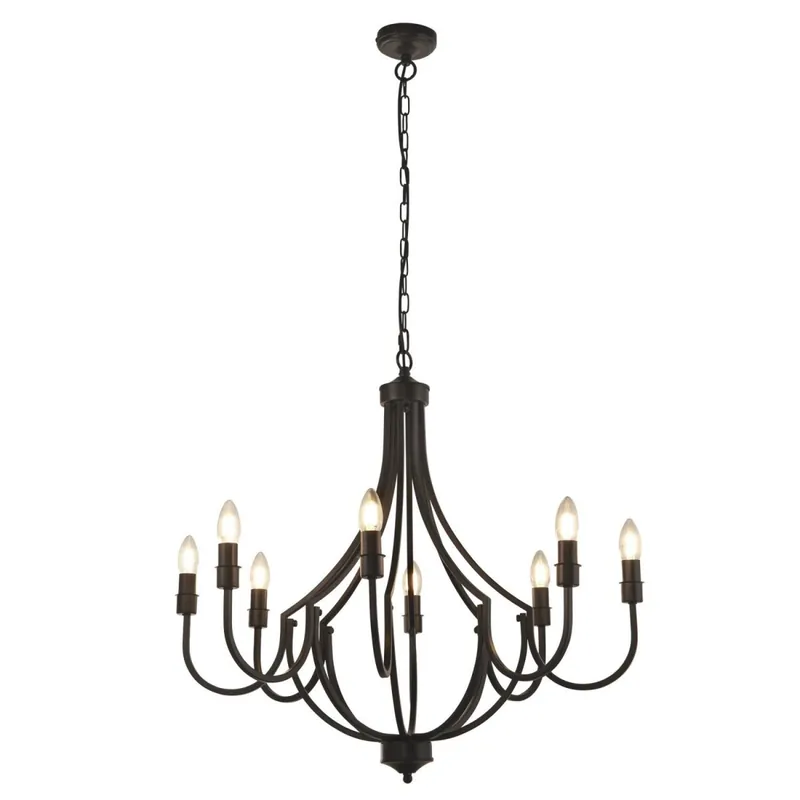 Kronleuchter Metall Ø 75 cm 8-flammig E14 Schwarz Rustikal Top-Angebot