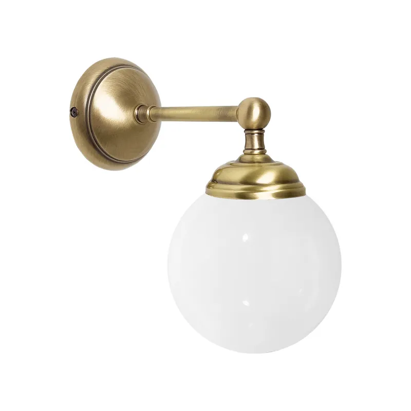Badezimmerleuchte Wand B: 12 cm Kugelschirm Glas Messing E14 Kracherpreis