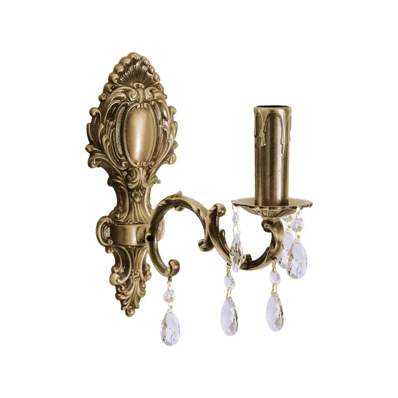 Wandleuchte Messing Kristall H: 29 cm E14 massiv in Bronze Neue Ware