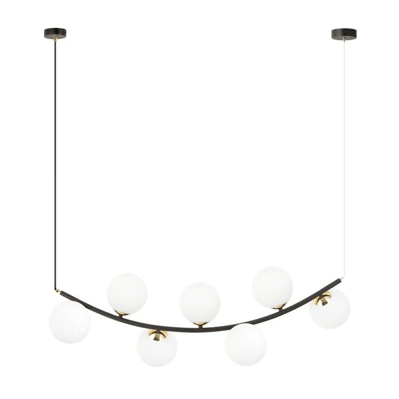 Hängeleuchte Schwarz Weiß Gold B: 95 cm 7x E14 Metall Glas Angebot