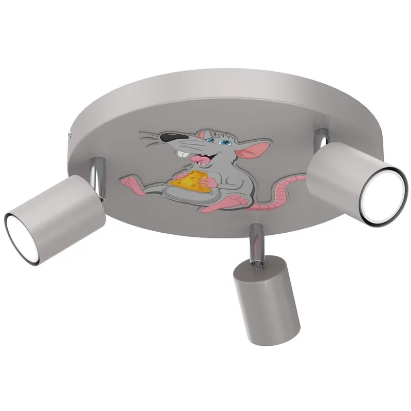 Deckenleuchte Kinderzimmer 3-flammig Grau Ø 30 cm GU10 Echt