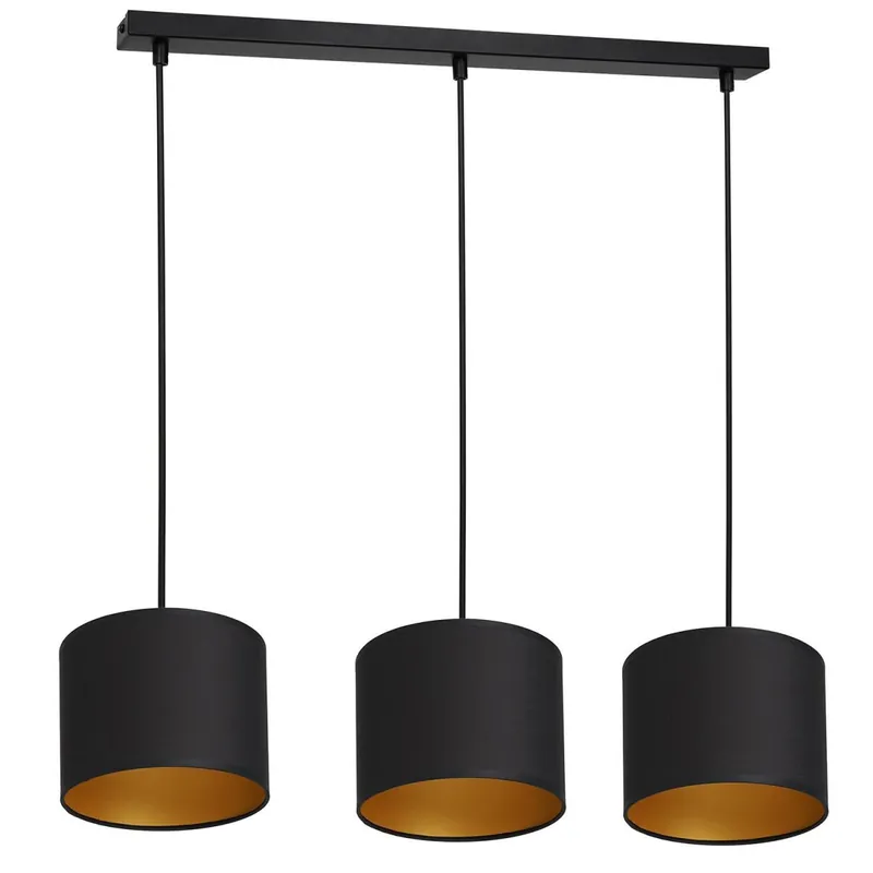 Sichere Zahlung Hängelampe Schwarz Gold Stoff Metall L:75 cm blendarm