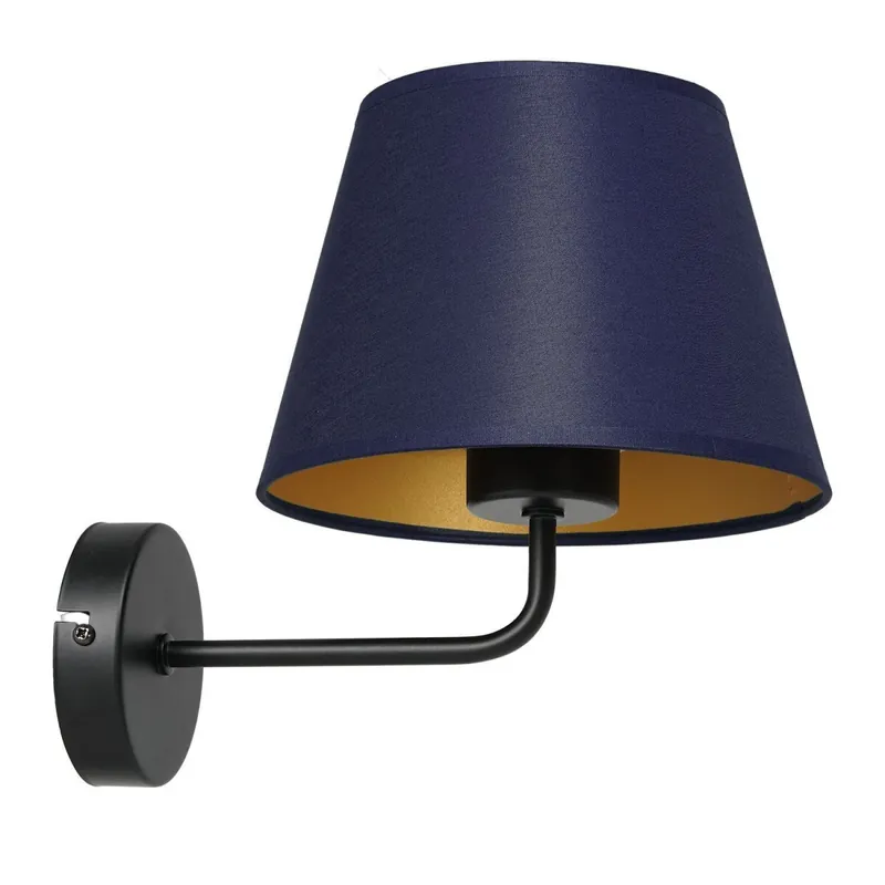 Wandlampe Blau Gold Stoff Metall B:18 cm E27 konisch Billig