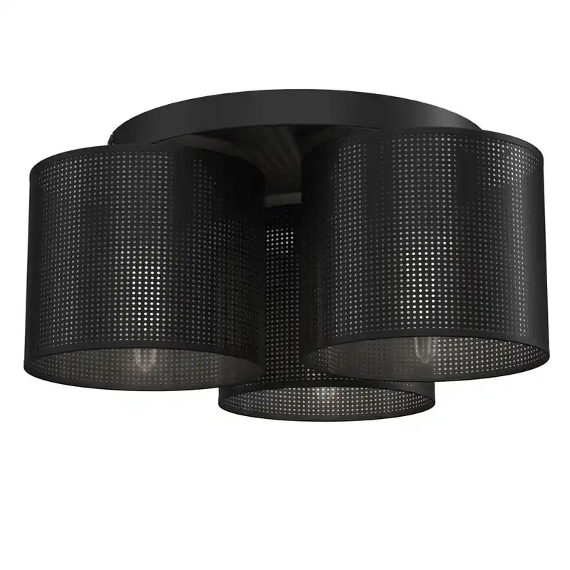 Billig Schwarze Deckenlampe Metall Ø45 cm rund E27 3-flmg Loft