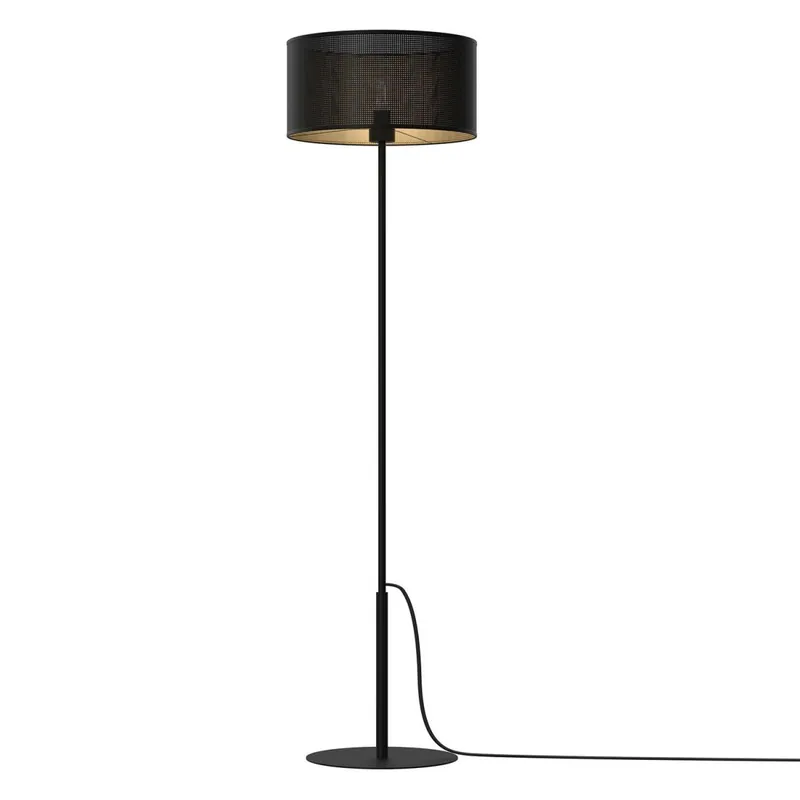 Runde Stehleuchte in Schwarz Gold 150 cm groß Metall Schneller Versand