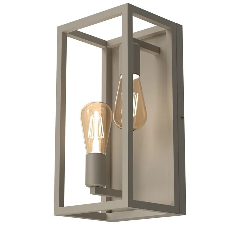 Neue Kollektion Wandlampe Metall in Beige E27 H:40 cm 2-flammig elegant