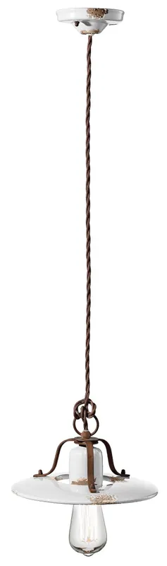 Hängelampe Metall Keramik E27 rund D: 25 cm NICOLA Ausverkauf