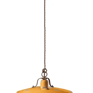 Hängelampe Metall Keramik E27 Ø 40 cm Gelb Shabby Antik Top-Angebot