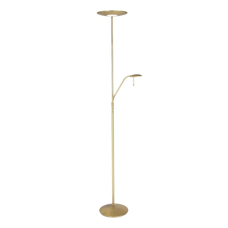 Heißes Angebot LED Deckenfluter mit Lesearm in Messing 185 cm dimmbar