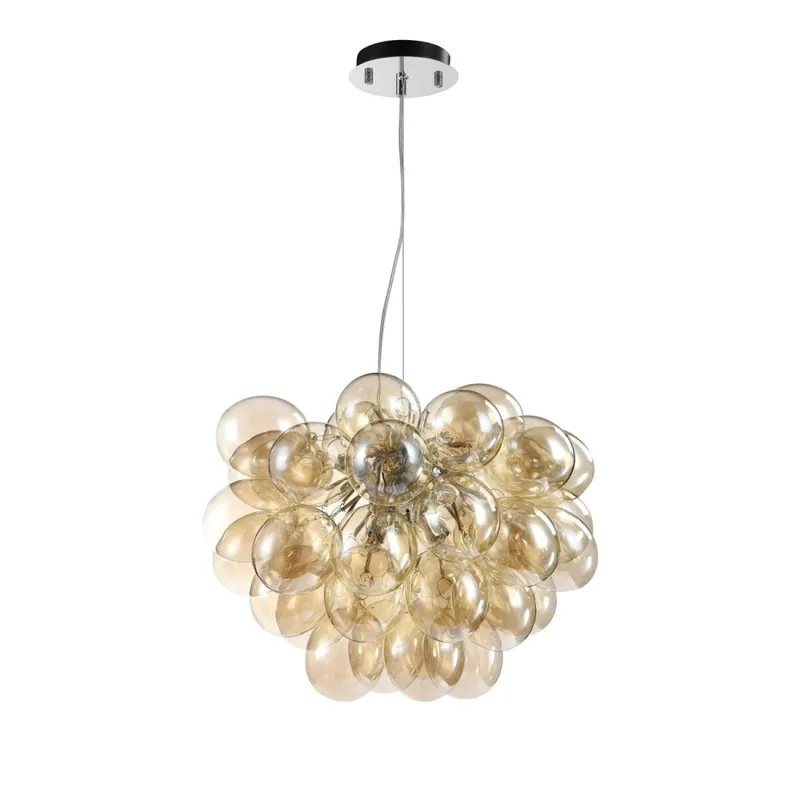 Hängelampe Metall Rauchglas 50 cm breit H: max. 170 cm Sichere Zahlung