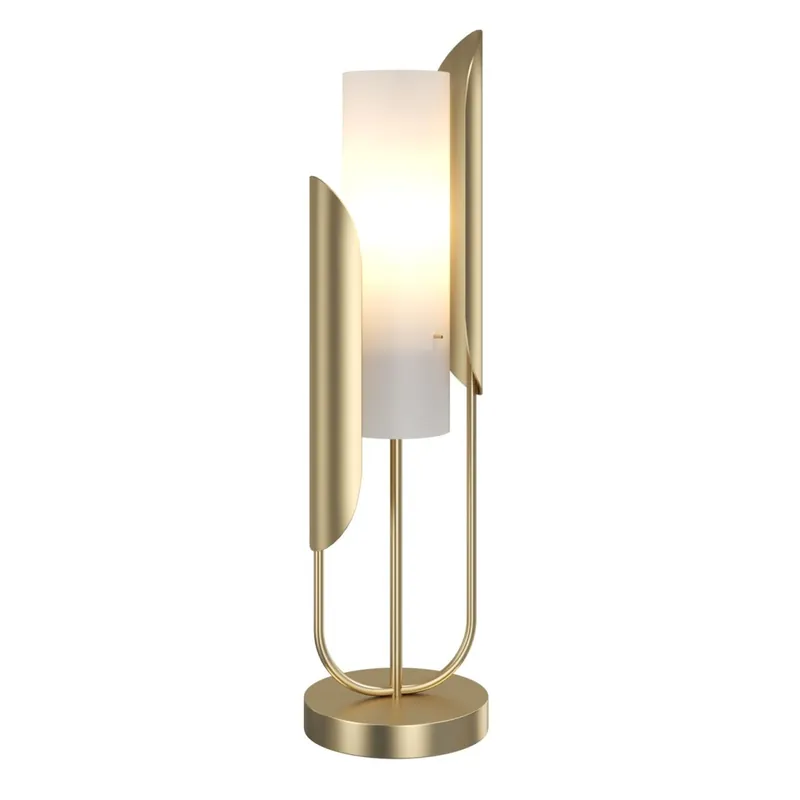 Echt Tischleuchte Metall Glas 75,3 cm in Gold Weiß E14 HEIDI