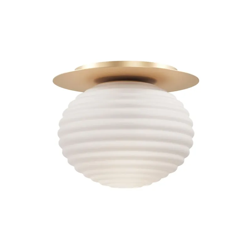 Deckenlampe Metall Glas E27 D: 35 cm rund in Gold Weiß Rabatt