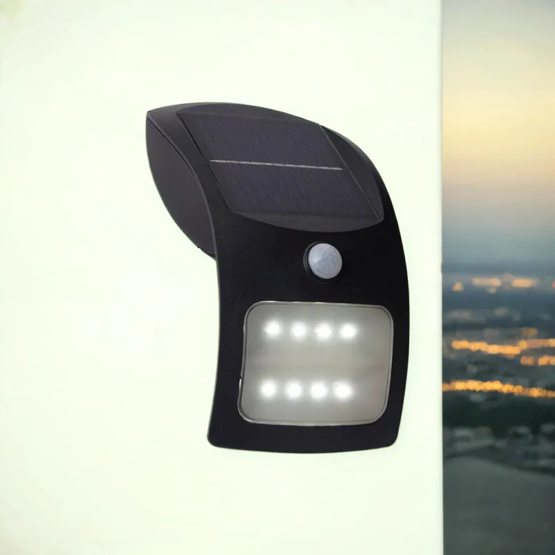 LED Solarlampe mit Bewegungsmelder Metall IP44 Schwarz Super-Preis