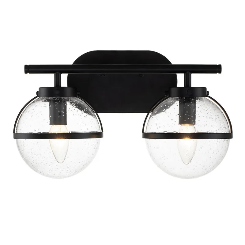 Letzte Chance Badezimmerlampe Glas Metall IP44 38,1 cm breit Schwarz