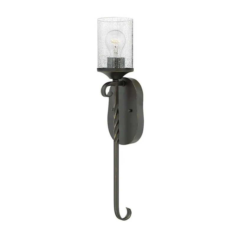Wandleuchte Glas Metall E27 58,6 cm hoch Schwarz Antik Preiswert