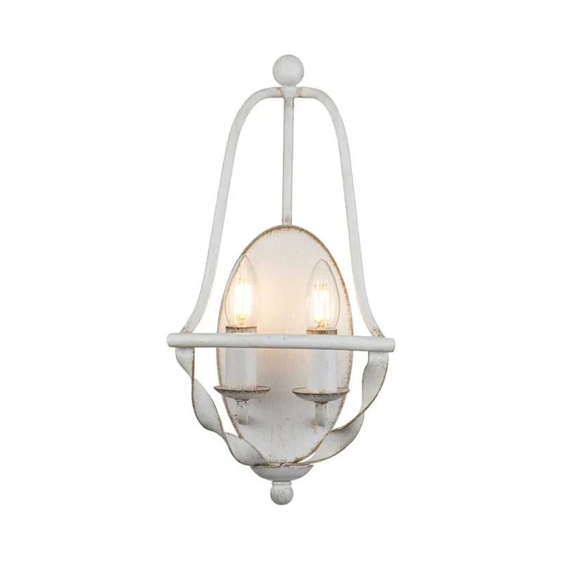 Preis Gesenkt Wandlampe Shabby Weiß Antik Metall H: 41,8 cm Landhaus